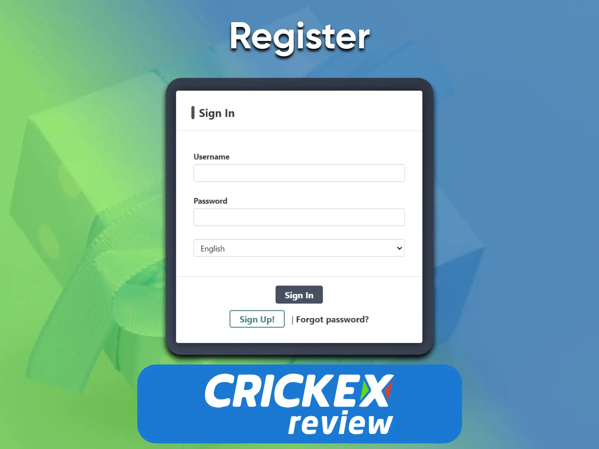 Create an account in a special program from Crickex.