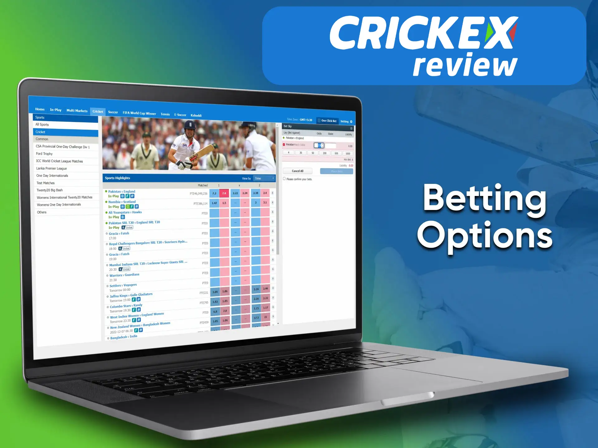 With Crickex Online you can bet on sporting events.