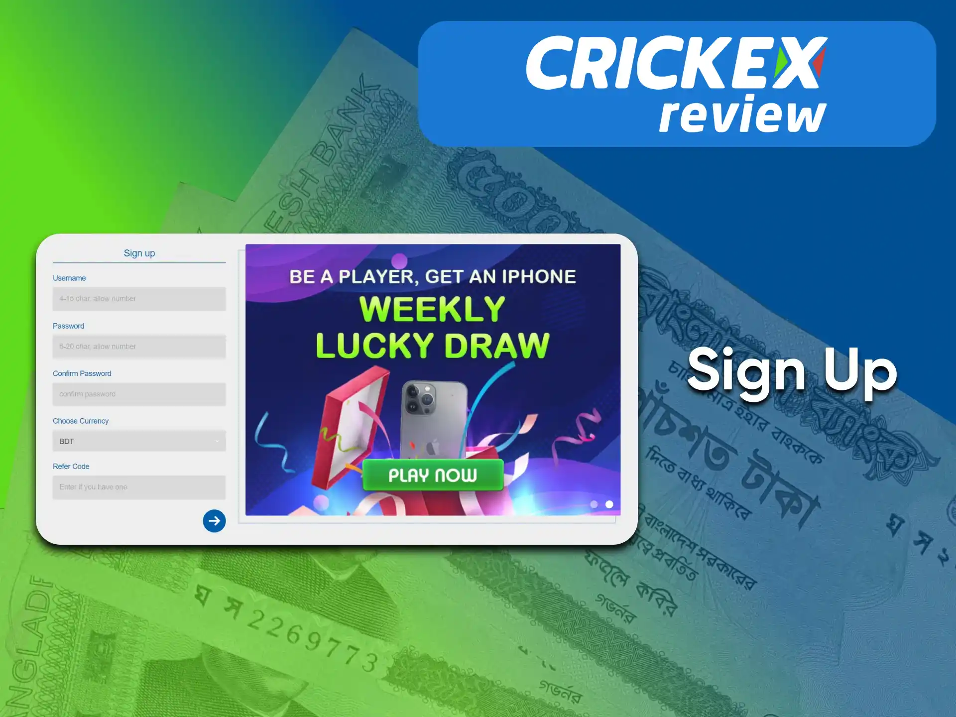 Create an account to start using Crickex.
