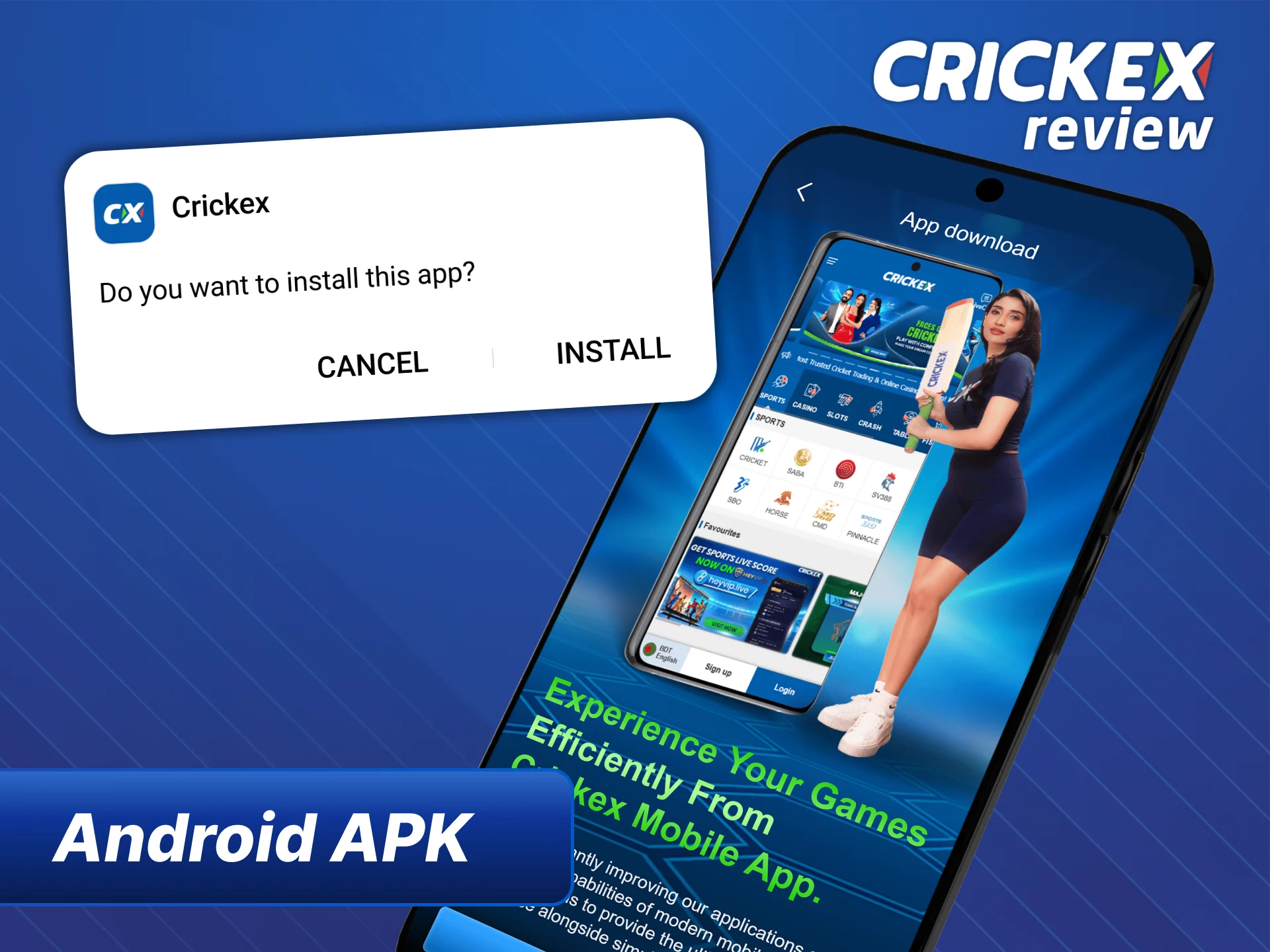Open Crickex and download official apk for betting on your android.
