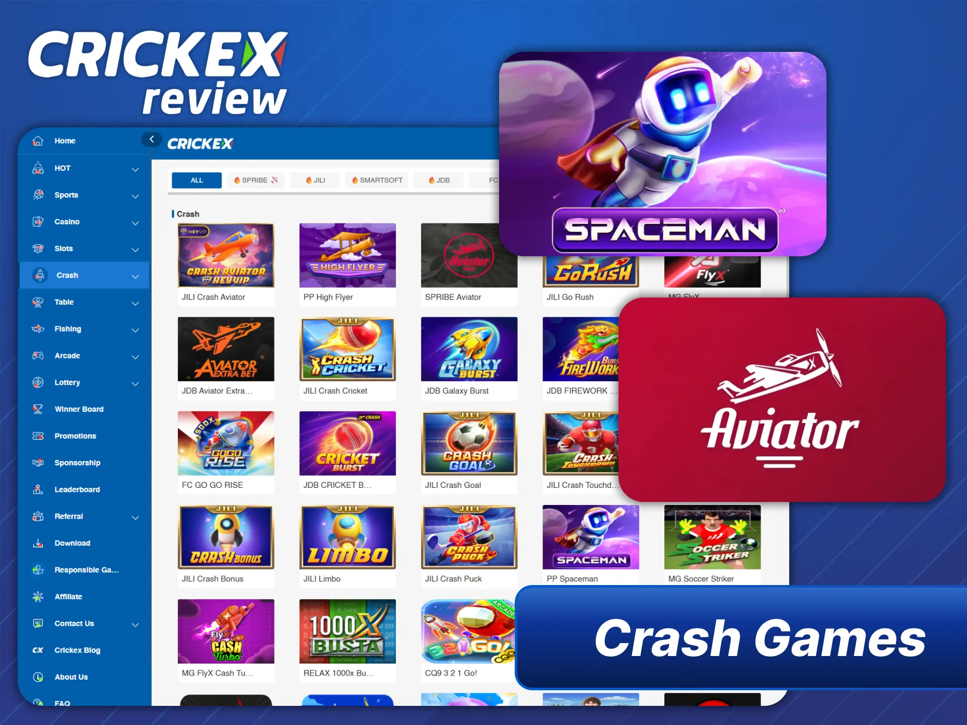 Get instant wins with Crickex crash games.