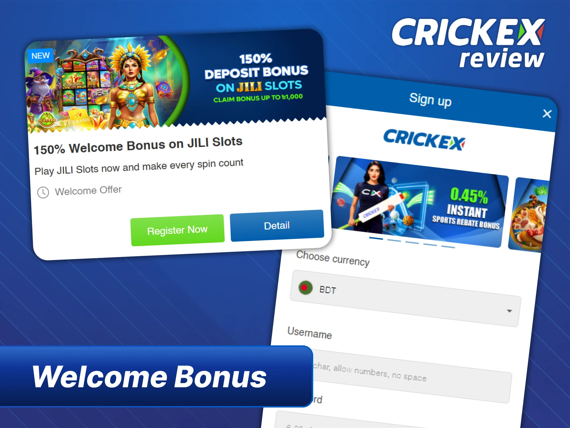 Join Crickex and get casino welcome bonus for slots.